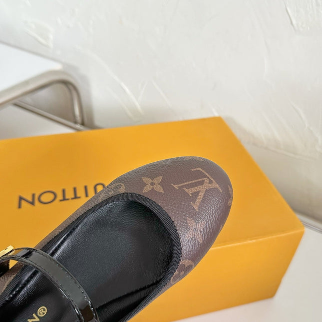 ROMY FLAT BALLERINA IN BROWN MONOGRAM CALFSKIN