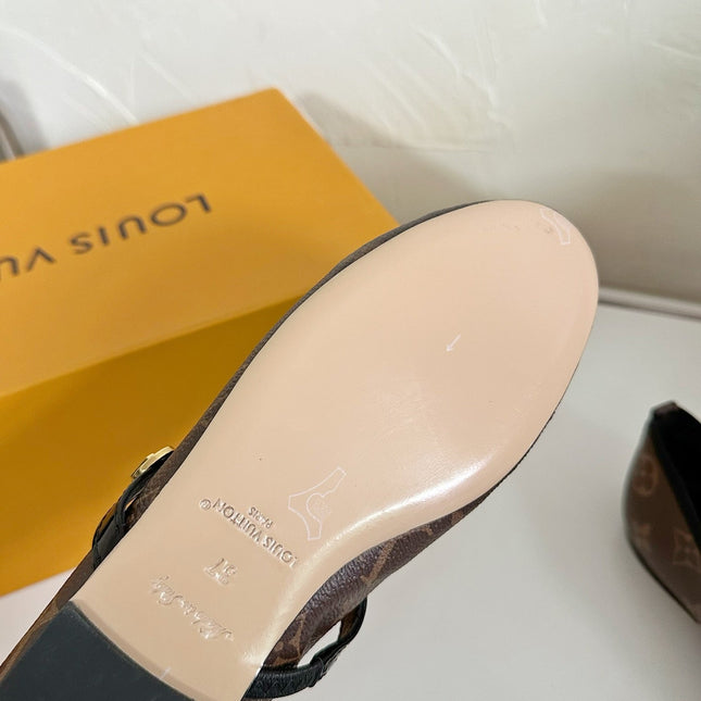ROMY FLAT BALLERINA IN BROWN MONOGRAM CALFSKIN