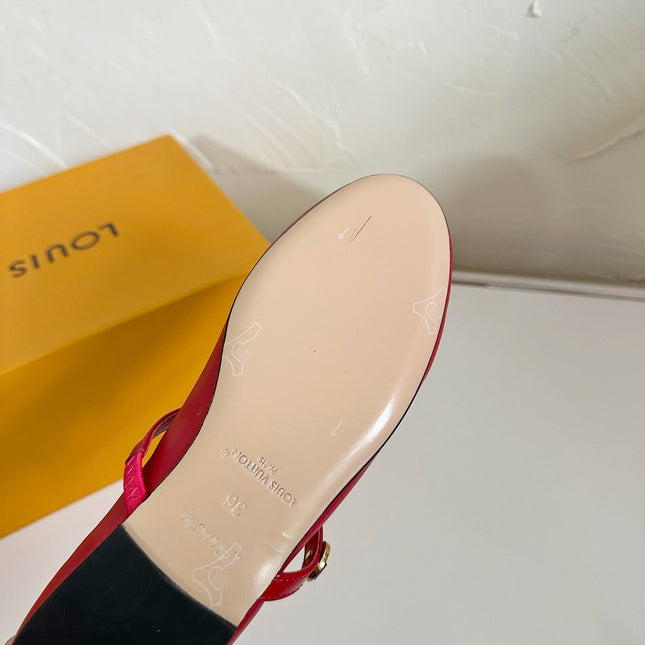 ROMY FLAT BALLERINA IN RUBY RED CALFSKIN