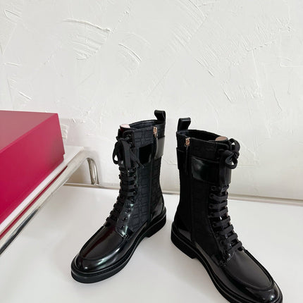 VIV' RANGERS STRASS BUCKLE BOOTS IN BLACK FABRICS