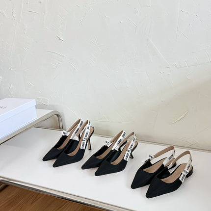 J'ADIOR SLINGBACK PUMP BLACK TECHNICAL FABRIC 10 CM