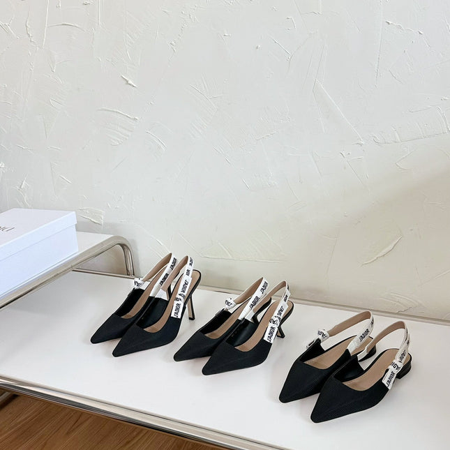 J'ADIOR SLINGBACK PUMP BLACK TECHNICAL FABRIC 10 CM