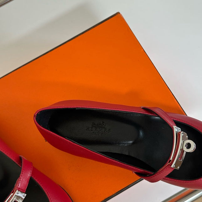 KIARA FLAT PUMP IN RUBY RED CALFSKIN