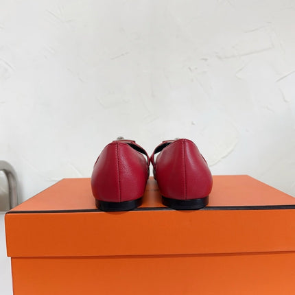 KIARA FLAT PUMP IN RUBY RED CALFSKIN