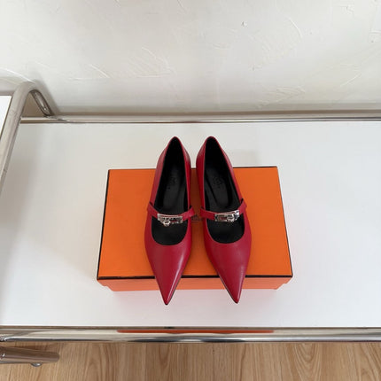 KIARA FLAT PUMP IN RUBY RED CALFSKIN