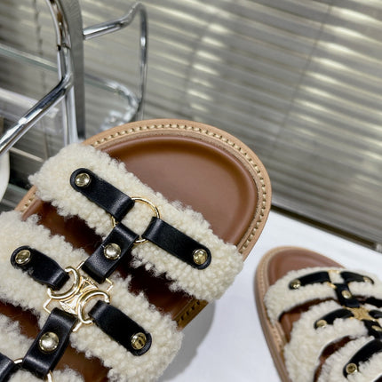 TIPPI SLIDE IN SHEARLING AND CALFSKIN BLACK/NATURAL