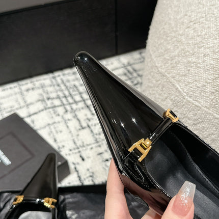 SL CARINE SLINGBACKS PUMP 45 BLACK CALFSKIN