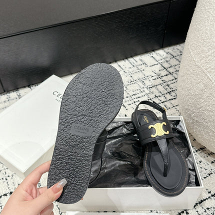 THONG SANDAL IN BLACK CALFSKIN