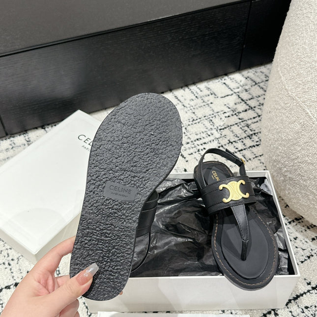 THONG SANDAL IN BLACK CALFSKIN