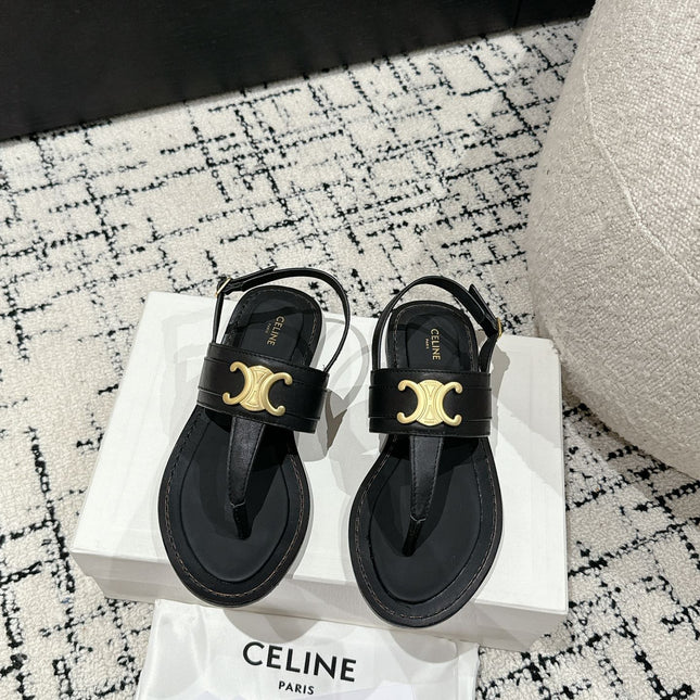 THONG SANDAL IN BLACK CALFSKIN