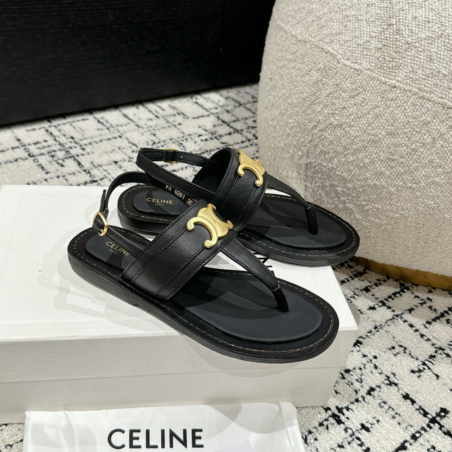 THONG SANDAL IN BLACK CALFSKIN