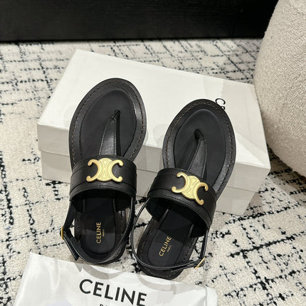 THONG SANDAL IN BLACK CALFSKIN