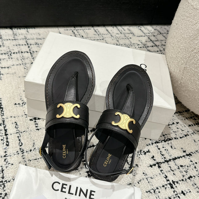 THONG SANDAL IN BLACK CALFSKIN