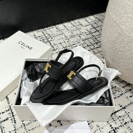 THONG SANDAL IN BLACK CALFSKIN