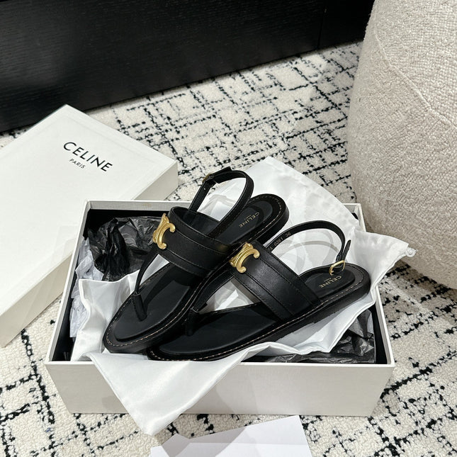 THONG SANDAL IN BLACK CALFSKIN
