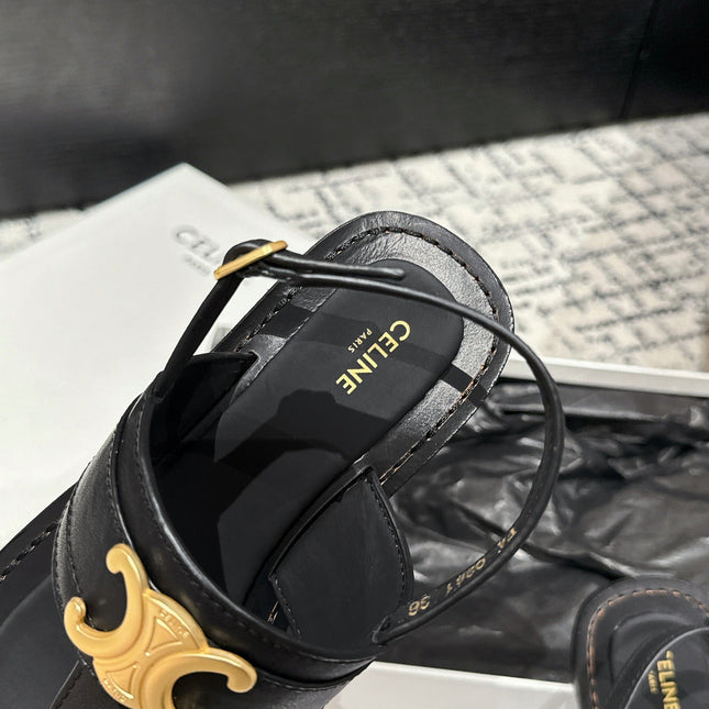THONG SANDAL IN BLACK CALFSKIN