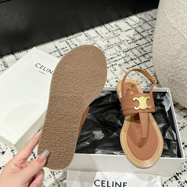 THONG SANDAL IN BRONZE BROWN CALFSKIN