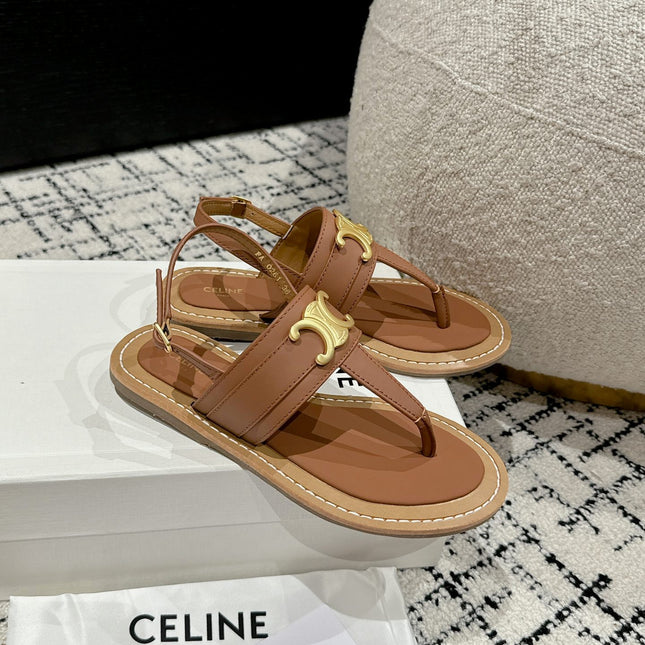 THONG SANDAL IN BRONZE BROWN CALFSKIN