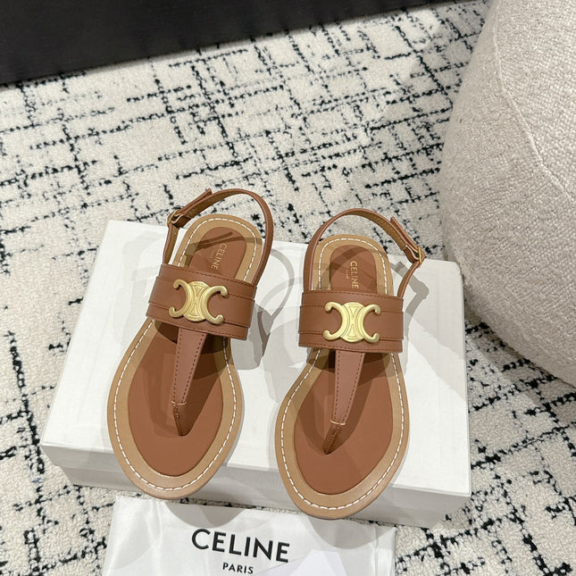 THONG SANDAL IN BRONZE BROWN CALFSKIN