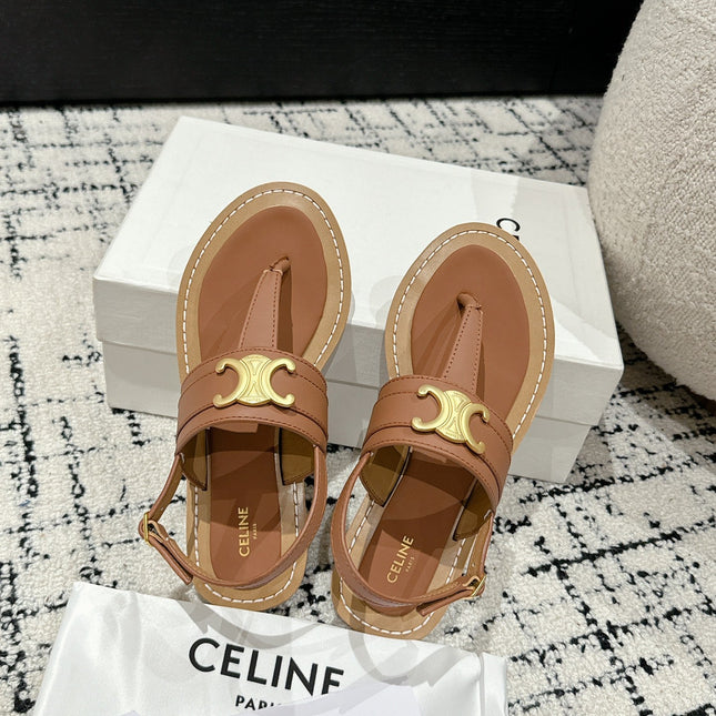 THONG SANDAL IN BRONZE BROWN CALFSKIN