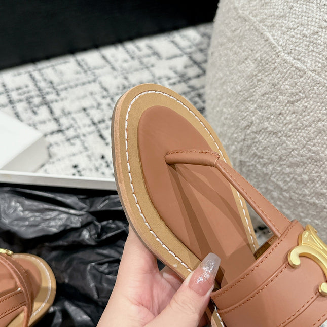 THONG SANDAL IN BRONZE BROWN CALFSKIN