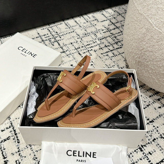 THONG SANDAL IN BRONZE BROWN CALFSKIN