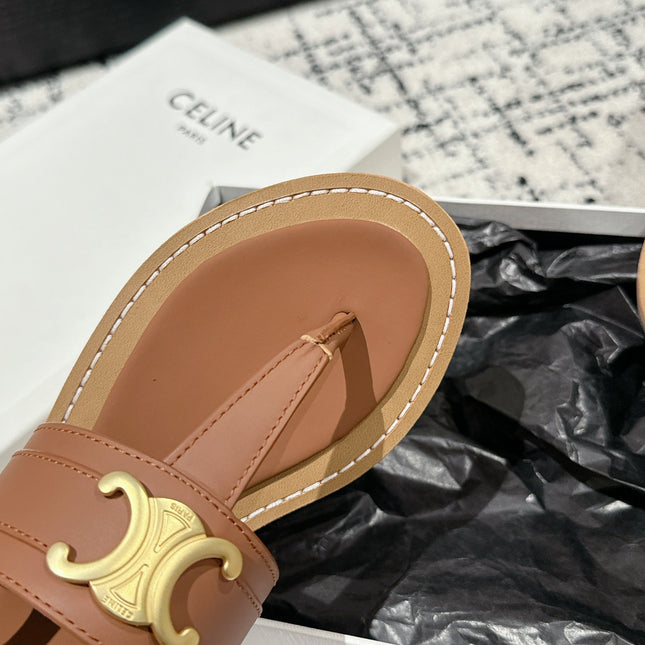 THONG SANDAL IN BRONZE BROWN CALFSKIN