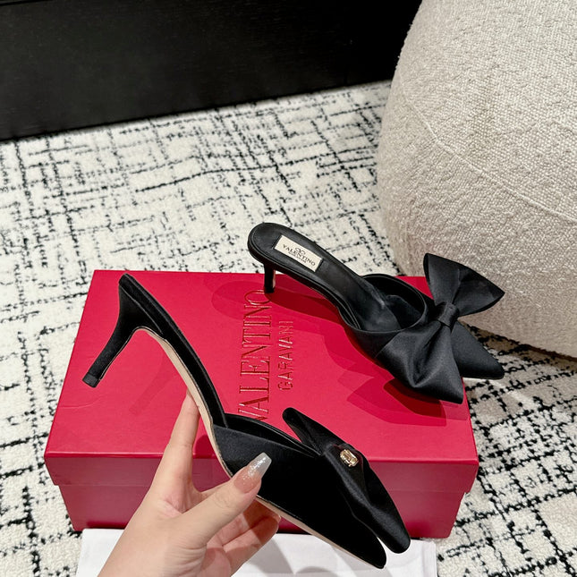HIGH MULE IN BLACK SILK