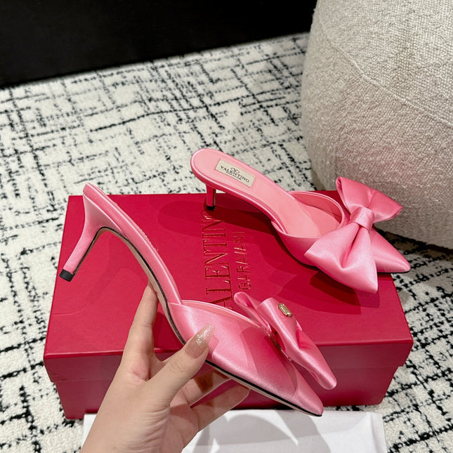 HIGH MULE IN ROUGH PINK SILK