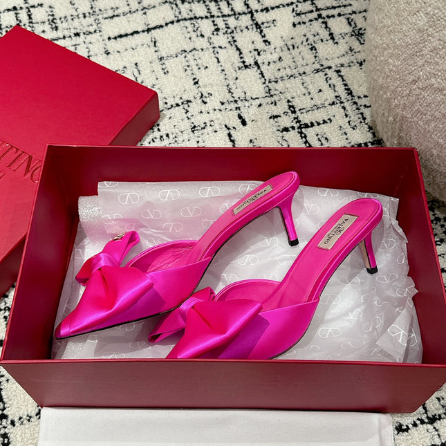 HIGH MULE IN BRIGHT PINK SILK