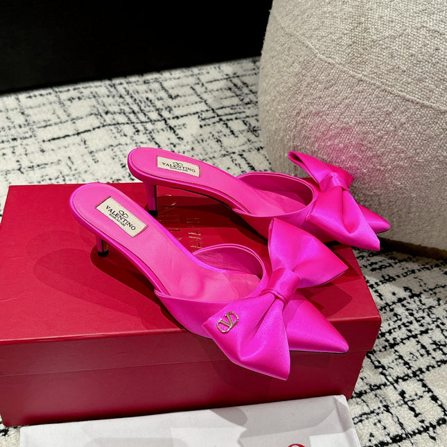 HIGH MULE IN BRIGHT PINK SILK