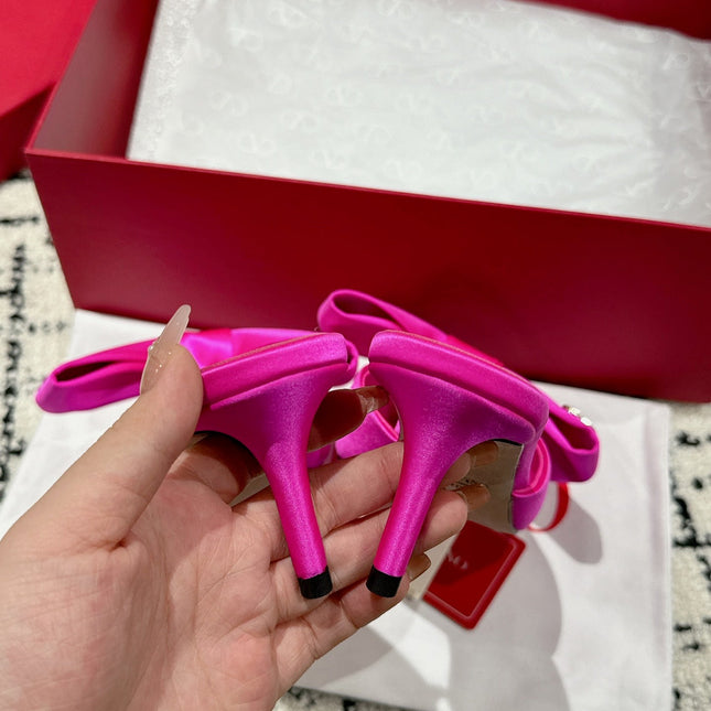 HIGH MULE IN BRIGHT PINK SILK