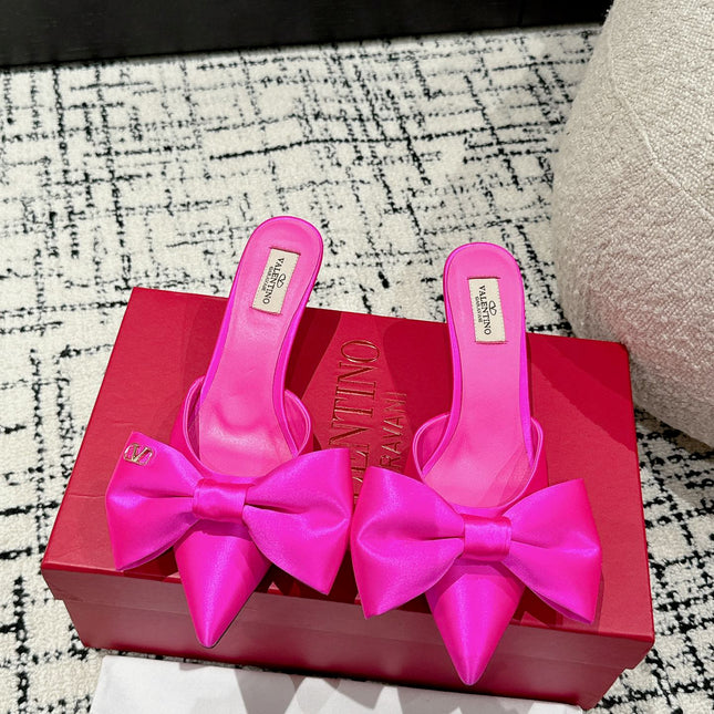 HIGH MULE IN BRIGHT PINK SILK