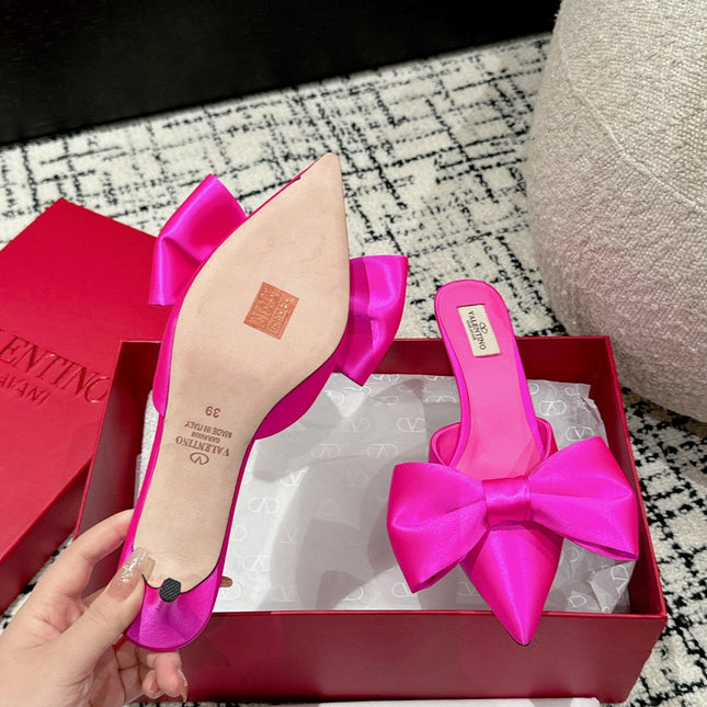 HIGH MULE IN BRIGHT PINK SILK
