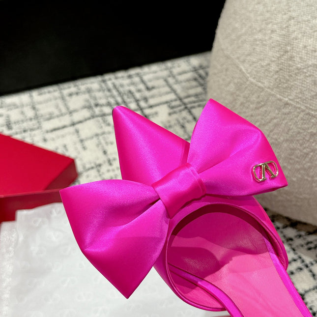 HIGH MULE IN BRIGHT PINK SILK