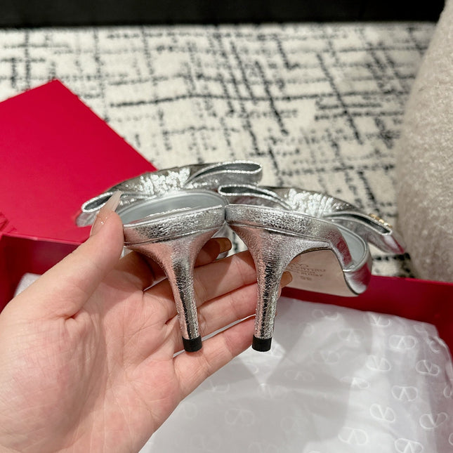HIGH MULE IN SILVER LAMBSKIN
