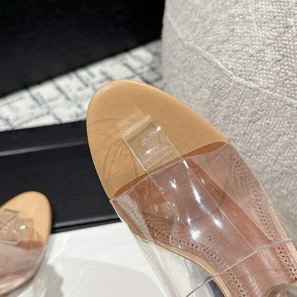 ALAIA HIGH SANDAL IN BEIGE CALFSKN AND FILM WITH CRYSTAL