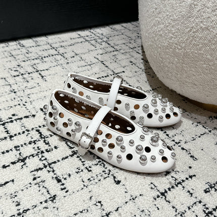 ALAIA PEARL MARY JANE SHOES IN WHITE LAMBSKIN