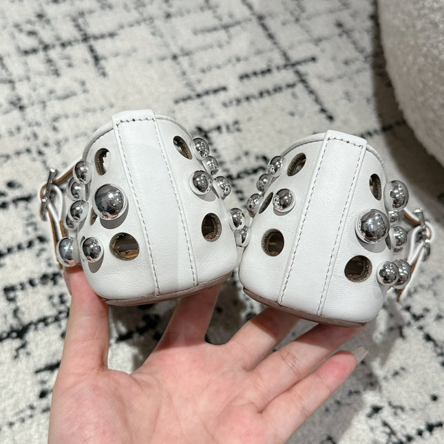 ALAIA PEARL MARY JANE SHOES IN WHITE LAMBSKIN