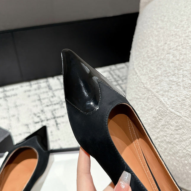 ALAIA PUMP 1 CM IN BLACK SUEDE MIX BLACK CALFSKIN
