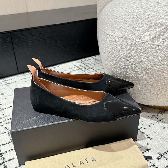 ALAIA PUMP 1 CM IN BLACK SUEDE MIX BLACK CALFSKIN