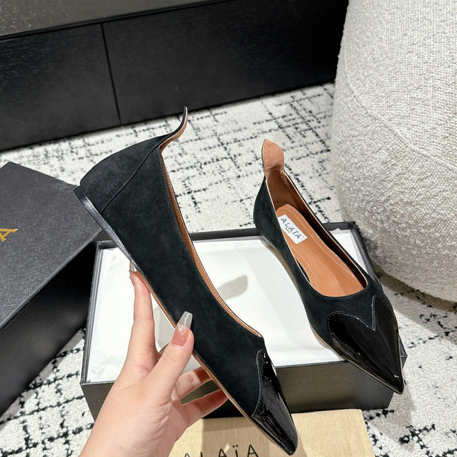 ALAIA PUMP 1 CM IN BLACK SUEDE MIX BLACK CALFSKIN