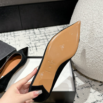 ALAIA PUMP 1 CM IN BLACK SUEDE MIX BLACK CALFSKIN