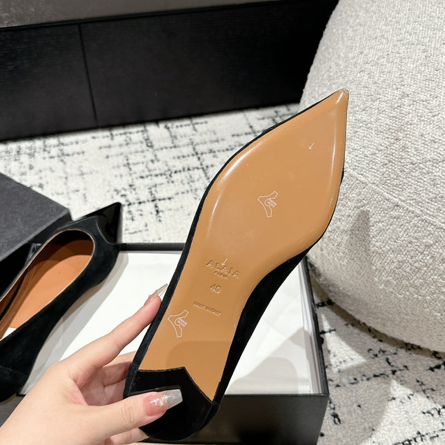 ALAIA PUMP 1 CM IN BLACK SUEDE MIX BLACK CALFSKIN