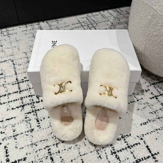 SLIPPER IN WHITE SHEARLING