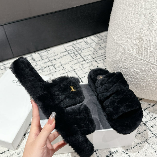 DAD SANDAL MULE IN BLACK SHEARLING