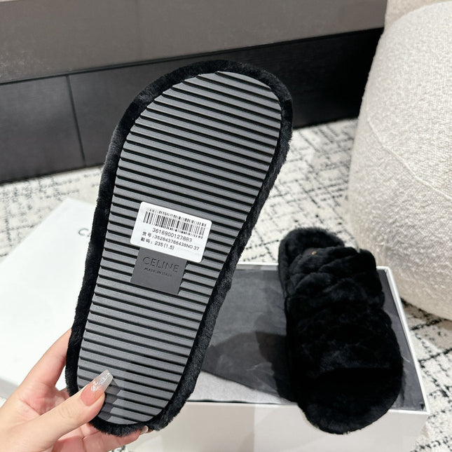 DAD SANDAL MULE IN BLACK SHEARLING