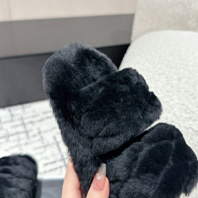 DAD SANDAL MULE IN BLACK SHEARLING