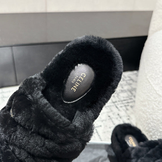 DAD SANDAL MULE IN BLACK SHEARLING
