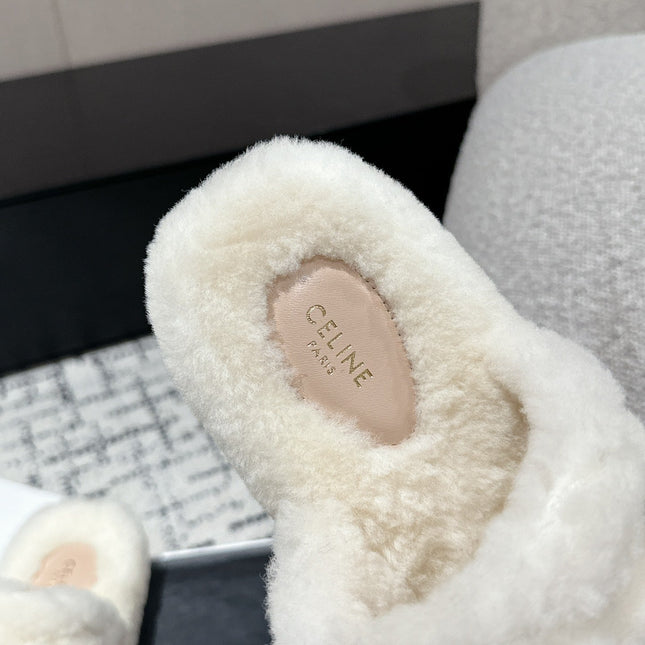 DAD SANDAL MULE IN WHITE SHEARLING